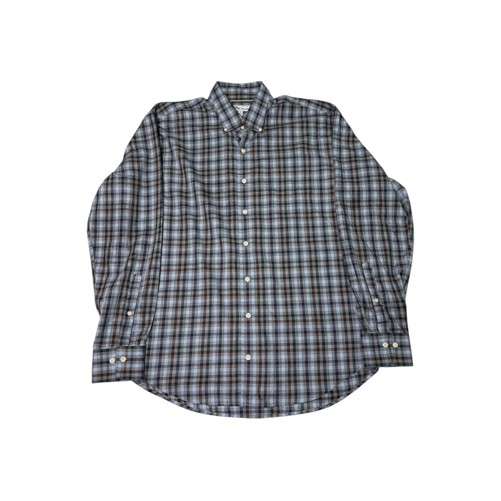 Peter Millar Mens XL Plaid Button Down Long Sleeve Shirt 100% Cotton Casual